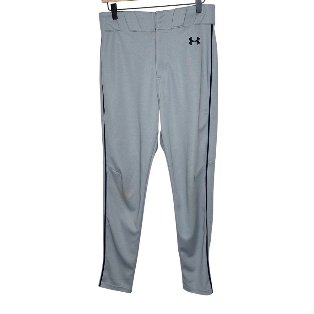 Under Armour Gray Blue Vanish Piped Baseball Pants Looser Cut Sports Active M